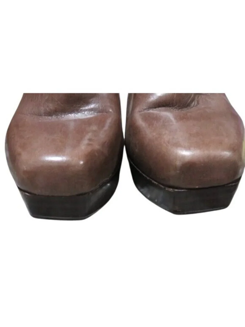 Nine West Brown Vegan Leather Platform Booties Ankle Boots Heels Stilettos 10